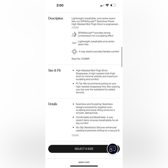 SPANXsculpt™ Seamless Power High-Waisted Mid-Thigh Short Very Black size XL - Picture 11 of 15